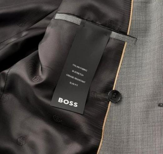 BOSS Abito Uomo Slim Fit Doppiopetto in Lana Con Micromotivo 50518118 Colore Grigio