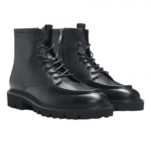 BOSS Stivaletti in Pelle Martellata Con Mascherina e Vaschetta Dettagli Modello Julyo_Halb_gr  50529273 Colore Nero