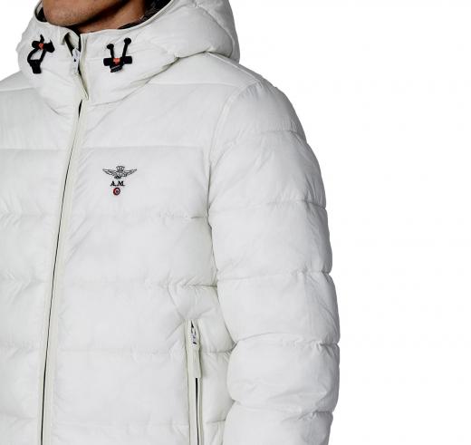 AERONAUTICA MILITARE Giubbino Imbottito Uomo Con Cappuccio AB2184 Colore Bianco