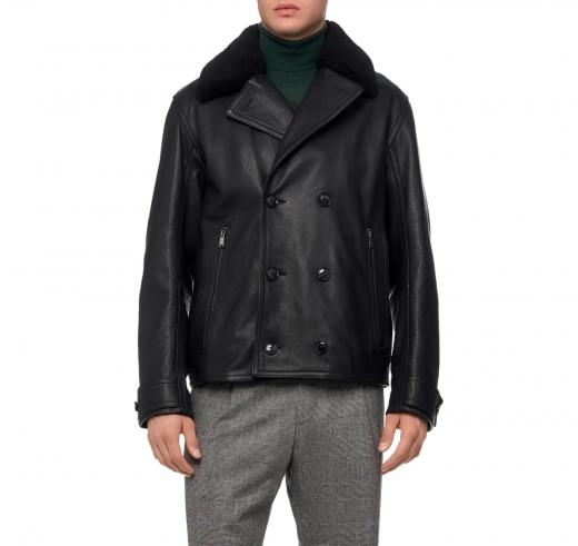 BOSS Giacca Doppiopetto Uomo in Vera Pelle 50524895 Colore Nero