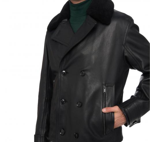 BOSS Giacca Doppiopetto Uomo in Vera Pelle 50524895 Colore Nero