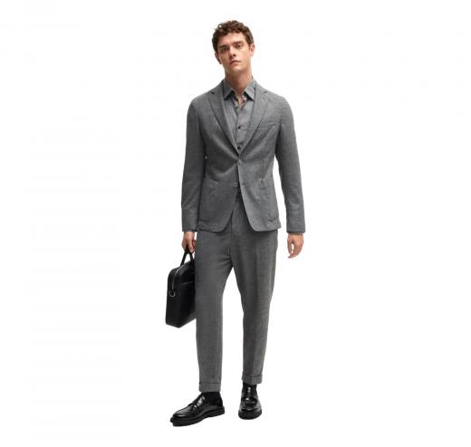 BOSS Pantalone Uomo Con Fit Affusolato In Flanella Elasticizzata P-Prian-PL-CW-WG-243 50527924 Colore Grigio