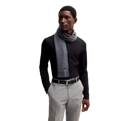 BOSS Sciarpa in Lana Vergine Lavorazione Raschel Modello Albas 50495340 Colore Grigio