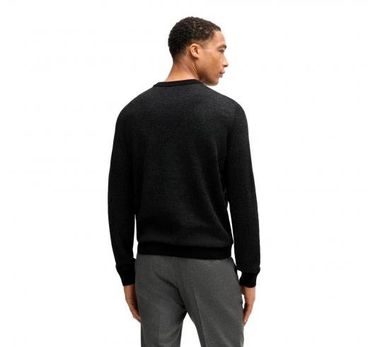 BOSS Maglione Uomo Con Motivo Jacquard Bicolore H-Eclaus 50526845 Colore Nero