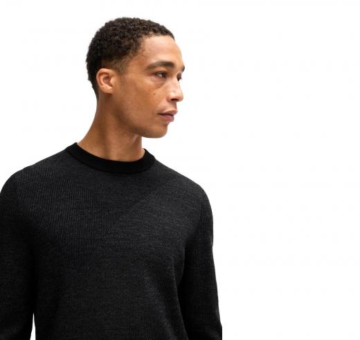 BOSS Maglione Uomo Con Motivo Jacquard Bicolore H-Eclaus 50526845 Colore Nero