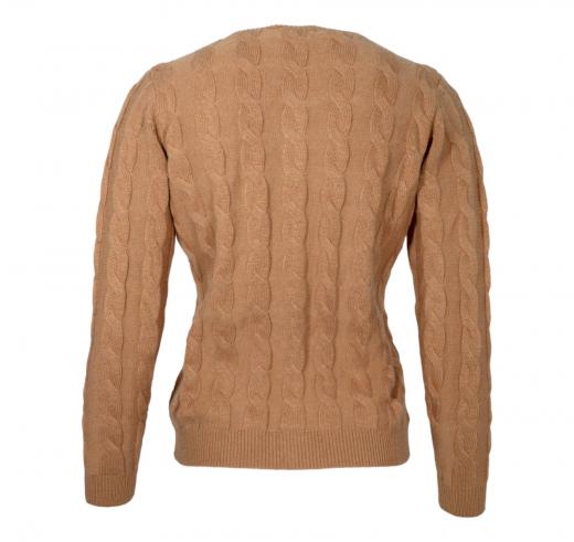 CASHMERE COMPANY Cardigan Treccia Donna Slim Fit ID113 1235 Cashmere e Lana Colore Beige