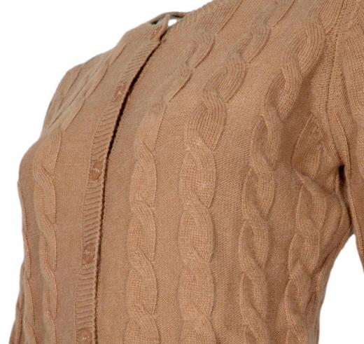 CASHMERE COMPANY Cardigan Treccia Donna Slim Fit ID113 1235 Cashmere e Lana Colore Beige