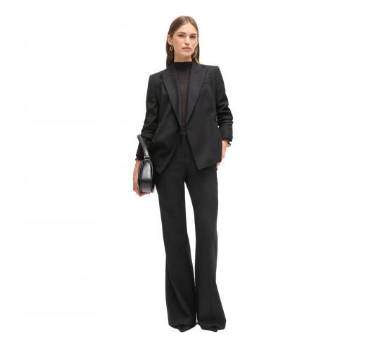 BOSS Pantalone Donna Svasati Regular Fit In Twill Di Misto Lana Talia Long 50524051 Colore Nero