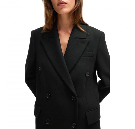 BOSS Cappotto Donna Lungo In Twill Con Chiusura Doppio Petto Callaf 50524975 Colore Nero