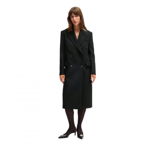 BOSS Cappotto Donna Lungo In Twill Con Chiusura Doppio Petto Callaf 50524975 Colore Nero