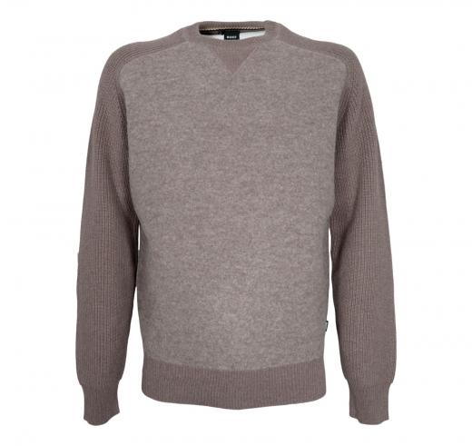 BOSS Maglione Uomo Regular Fit In Materiali Misti Con Polsini A Coste H-Ematero 50526864 Colore Mud