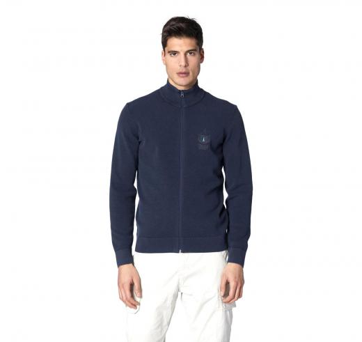 AERONAUTICA MILITARE Maglia Full Zip in Cotone Punto Riso MA1527L463 Colore Blu