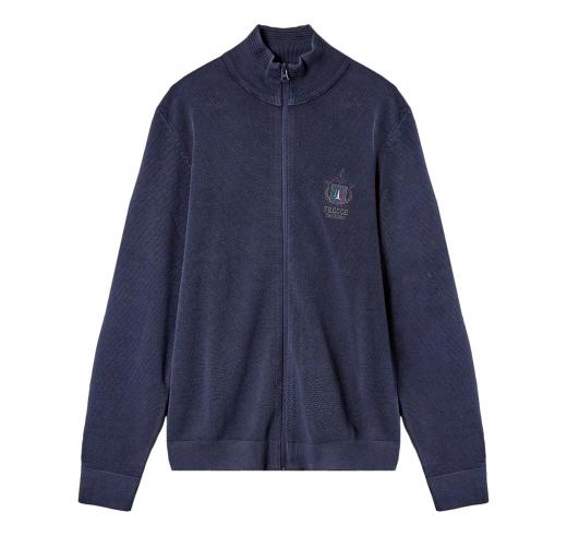 AERONAUTICA MILITARE Maglia Full Zip in Cotone Punto Riso MA1527L463 Colore Blu