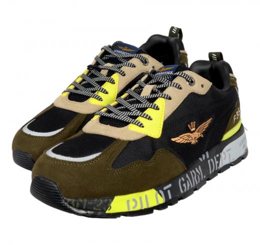 AERONAUTICA MILITARE Scarpa Running Sneakers Uomo SC276 Pilot Colore Green Black