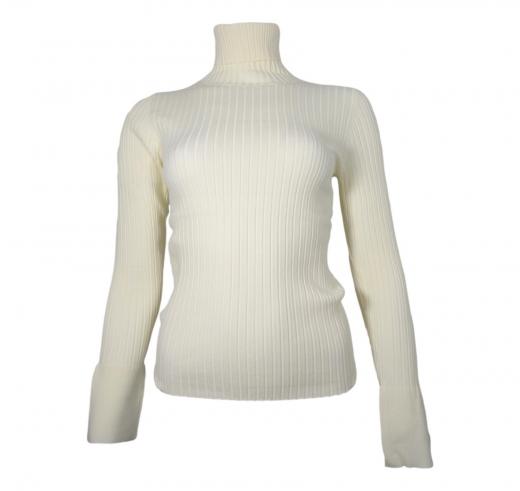 KAOS Maglia Donna A Costine Collo Alto QI1NT029 Colore Panna