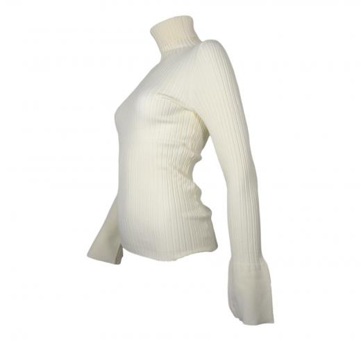 KAOS Maglia Donna A Costine Collo Alto QI1NT029 Colore Panna