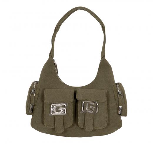 GAELLE PARIS Borsa Donna Reg Hobo Cargo In Canvas Fibbie G Nella G GAACW01190 Colore Verde Oliva