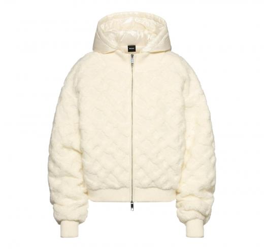 BOSS Bomber Donna Con Cappuccio In tessuto Logato Monogram DoubleB Farionda 50523742 Colore Avorio