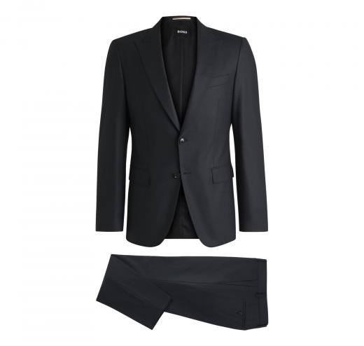 BOSS Abito Uomo Slim Fit In Misto Lana Con Micromotivo 50534913 Colore Nero