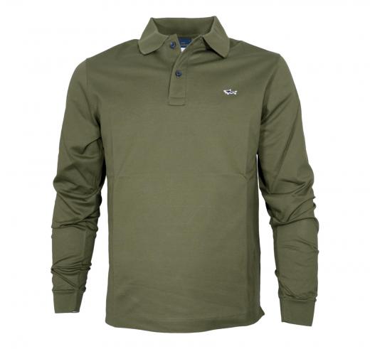 PAUL SHARK Polo Uomo Manica Lunga In Pique Di Cotone C0P1229 089 Colore Verde Militare