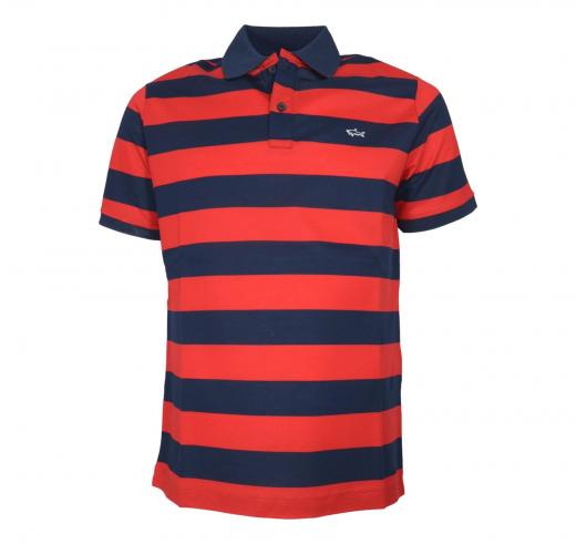PAUL SHARK Polo Uomo In Cotone Pique Con Badge Iconico C0P1228 142 Colore Blu Rosso