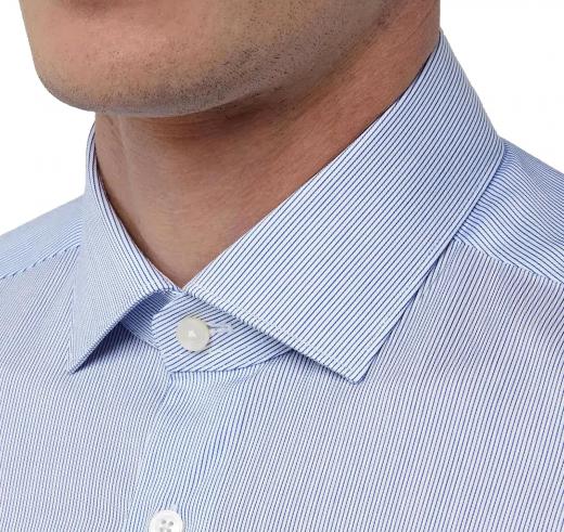 XACUS Camicia Collo francese Piccolo Twill Blu Tailor Custom Fit 11807002 Colore Riga Blu
