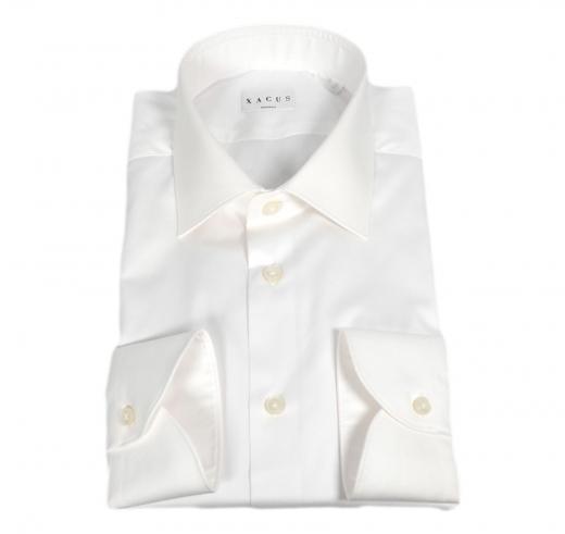 XACUS Camicia Uomo Classic Shirt Tailor Fit Collo francese Tinta Unita Tessuto Armaturato Colore Bianco