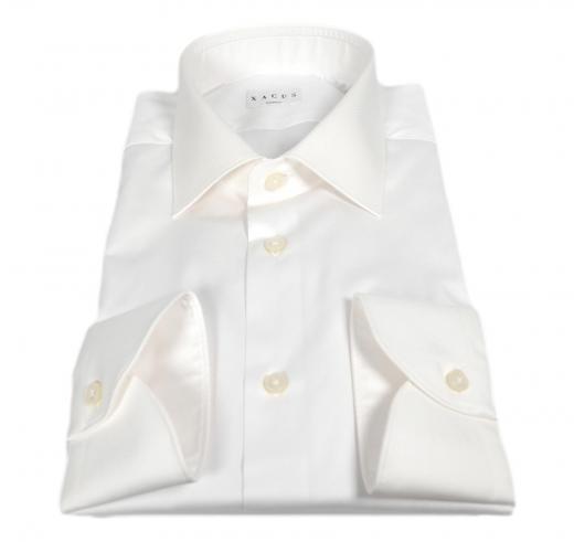 XACUS Camicia Uomo Classic Shirt Tailor Fit Collo francese Tinta Unita Tessuto Armaturato Colore Bianco