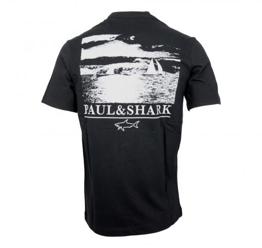 PAUL & SHARK Tshirt Uomo Logo badge e Stampa Sul Retro 25411064 Colore Nero