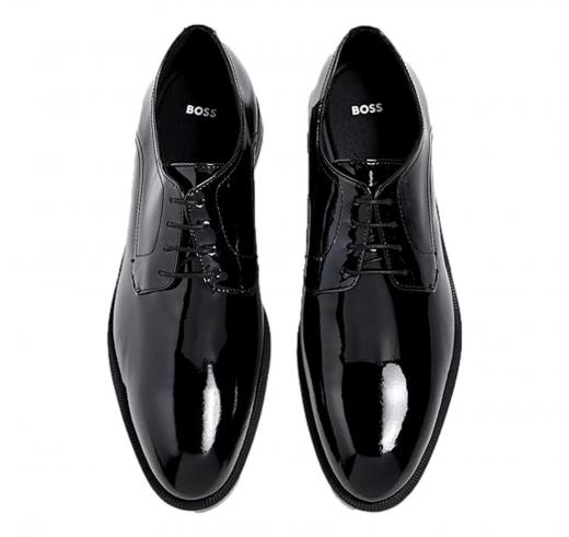 BOSS Scarpe Uomo Derby In Pelle Lucida 50529140 Colore Nero