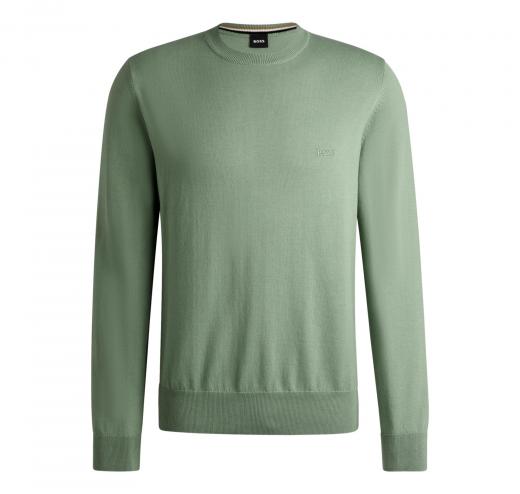 BOSS Maglione Uomo In Cotone Con Logo Ricamato Pacas 50506023 Colore Verde Chiaro