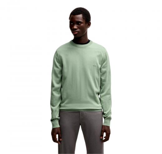 BOSS Maglione Uomo In Cotone Con Logo Ricamato Pacas 50506023 Colore Verde Chiaro