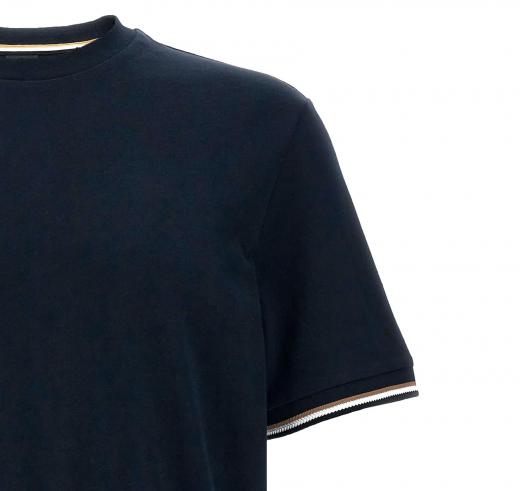 BOSS T-shirt Uomo Thompson Con Righe Tipiche Sul Fondo Manica 50501097 Colore Blu