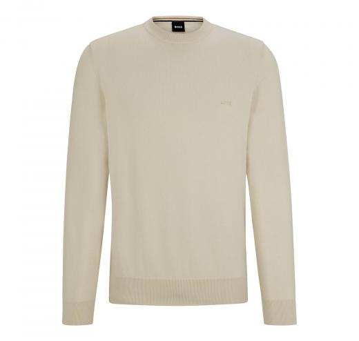 BOSS Maglione Uomo In Cotone Con Logo Ricamato Pacas 50506023 Colore Beige Chiaro