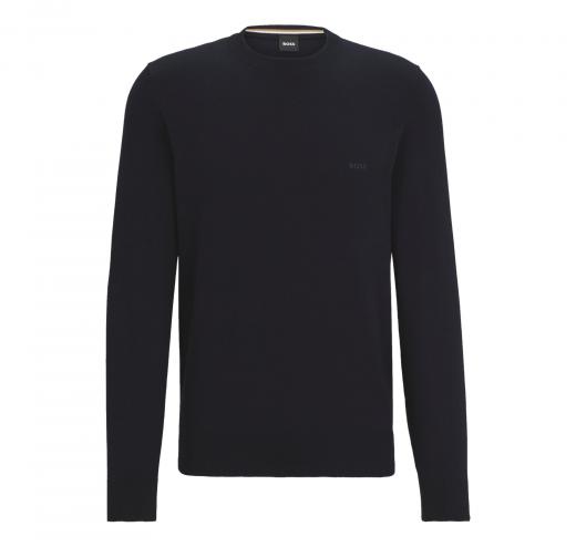 BOSS Maglione Uomo In Cotone Con Logo Ricamato Pacas 50506023 Colore Blu