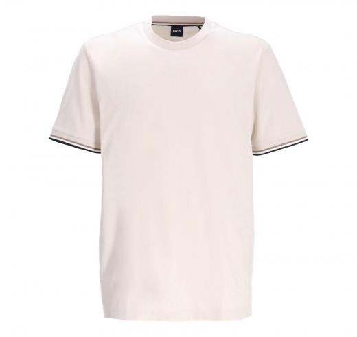 BOSS T-shirt Uomo Thompson Con Righe Tipiche Sul Fondo Manica 50501097 Colore Avorio