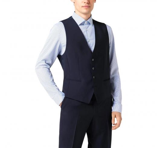 BOSS Gilet Uomo Regular Fit in Lana Vergine Elasticizzata 50480017 Colore Blu