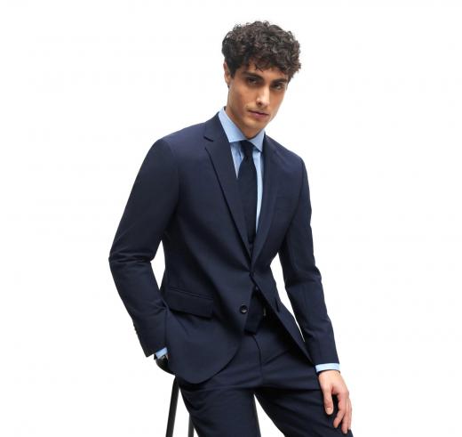 BOSS Giacca Uomo Slim Fit in Lana Vergine Elasticizzata H-Huge 50482734 Colore Blu