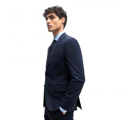 BOSS Giacca Uomo Slim Fit in Lana Vergine Elasticizzata H-Huge 50482734 Colore Blu