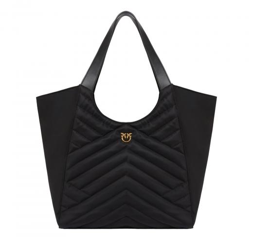 PINKO Borsa Donna Tote Bag Shopper In Tessuto Riciclato Trapunta Puzzle 104536 Z99Q Colore Nero
