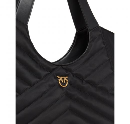 PINKO Borsa Donna Tote Bag Shopper In Tessuto Riciclato Trapunta Puzzle 104536 Z99Q Colore Nero