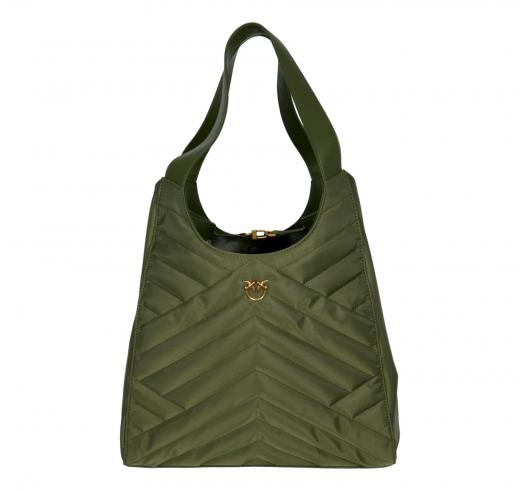PINKO Borsa Donna Tote Bag Shopper In Tessuto Riciclato Trapunta Puzzle 104536 X25Q Colore Verde Militare