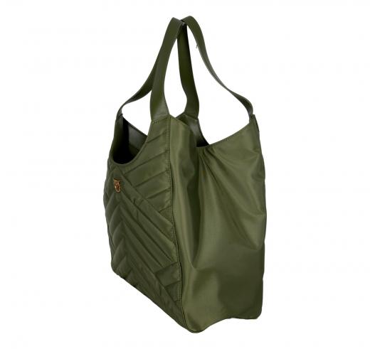 PINKO Borsa Donna Tote Bag Shopper In Tessuto Riciclato Trapunta Puzzle 104536 X25Q Colore Verde Militare
