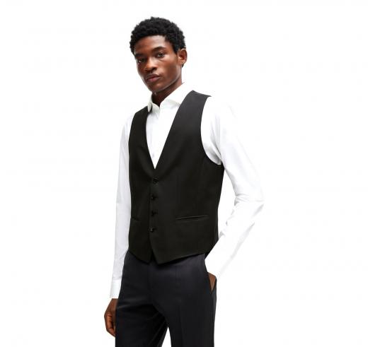 BOSS Gilet Uomo Slim Fit In Lana  H-Huge-Vest-B1 50469160 Colore Nero