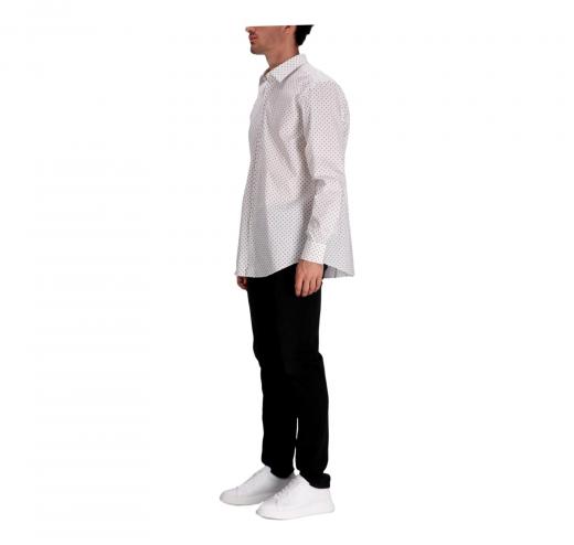 BOSS Camicia Uomo Slim Fit Popelin Di Cotone Elasticizzato Fantasia Geometrica H-HANK-Kent 50532828 Colore Bianco