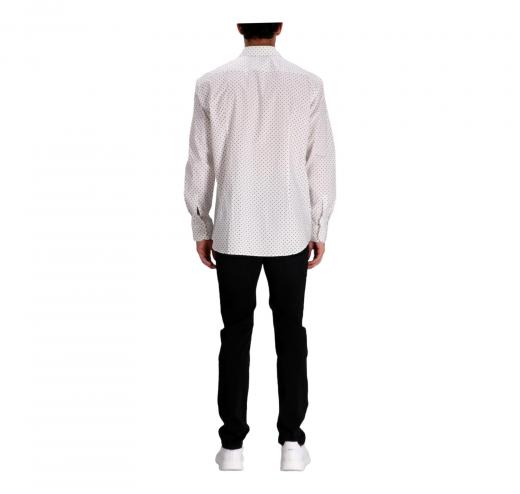 BOSS Camicia Uomo Slim Fit Popelin Di Cotone Elasticizzato Fantasia Geometrica H-HANK-Kent 50532828 Colore Bianco