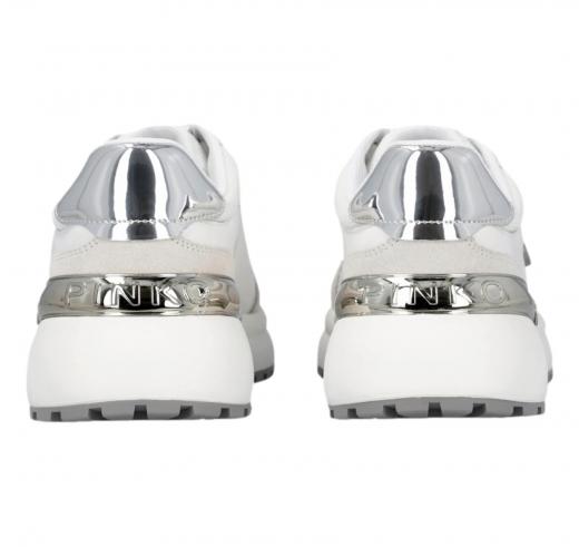 PINKO Sneakers Donna Con Logo E Dettagli Specchiato SS0019P027 GEM 01 Colore Bianco Argento ZI6