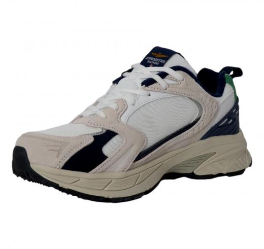 AERONAUTICA MILITARE Sneakers Uomo Sportive in Pelle Suede e Mesh SC301 Colore Bianco