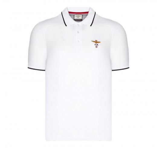 AERONAUTICA MILITARE Polo Uomo Basica In Cotone Manica Corta PO1308 Colore Bianco