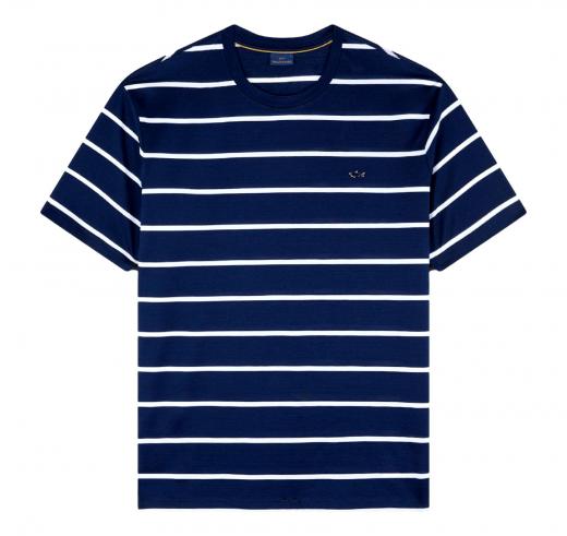 PAUL SHARK T-shirt Uomo In Cotone Perlé Con Motivo A Righe 25411018 Colore Blu